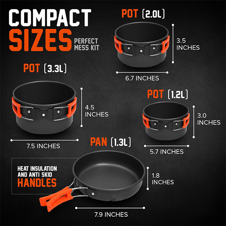 Hot Sale Camping Cookware Mess Kit With Stove Backpacking Compact  Portable Cookware Set Stove for Outdoor Hiking Picnic