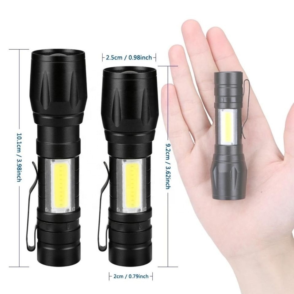 Ultra bright mini led cob flashlight Zoomable portable usb rechargeable Outdoor Camping tactical flashlight torch long range