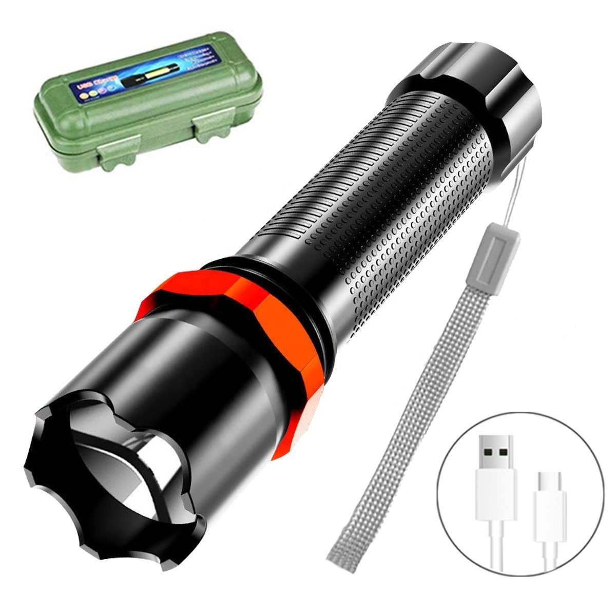 Johold Strong light Laser Flashlight for hunter Diging for darkness environment laser pointer LED focus light