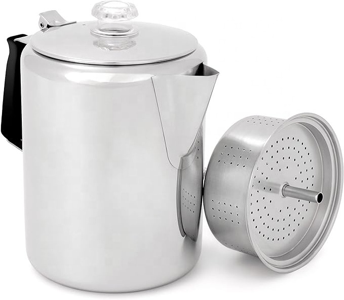 Johold Latest Outdoor Camping Percolator Stovetop Fast Brew Kettle Stainless Steel Pot Coffee Makers