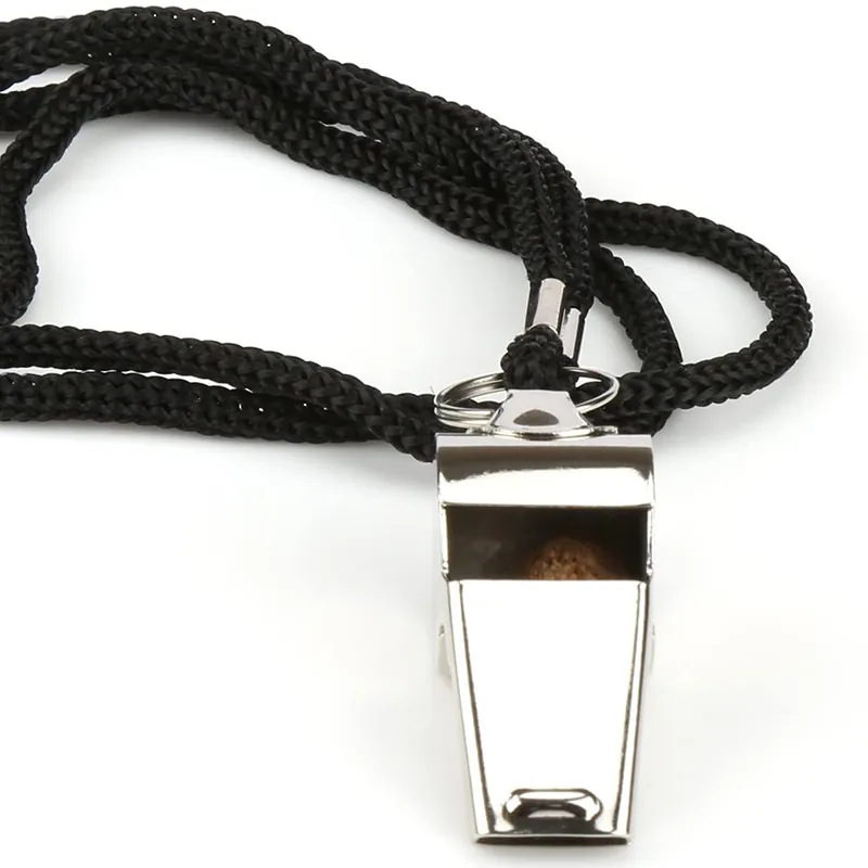 Stainless Steel Referee Whistle - Sports Whistle Metal Whistle with Lanyard for Football