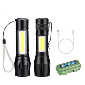 USB Rechargeable Mini Small LED Flashlights Camping Lantern Combo Torch Bright High Lumen EDC Flashlight