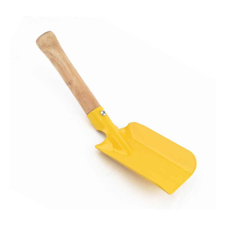 Factory Price Colorful Heavy Duty Mini Metal Kids Sand Beach Spade  Snow Shovel with Wooden Handle