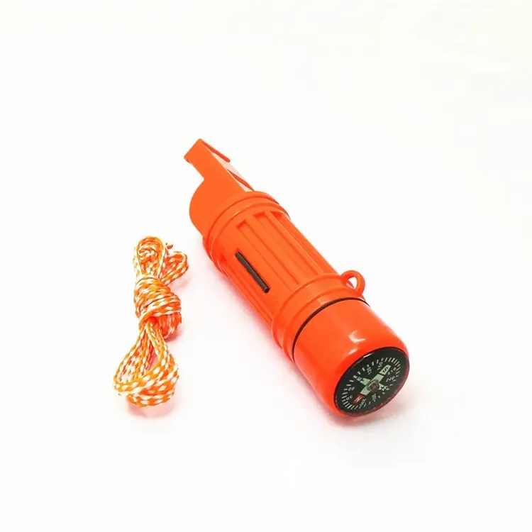 5 in1 multi-function compass whistle outdoor portable plastic whistle survival emergency whistle with Lanyard