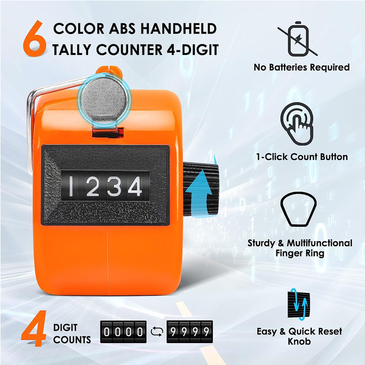 Handheld Tally Counter 4 Digit Number Clicker Hand Mechanical Counters Clickers Pitch Counter for Buddhist Toddler