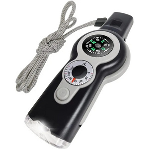 7 in 1 Survival Whistle with Camping Thermometer LED Light Magnifier Tools  Multi function Whistle