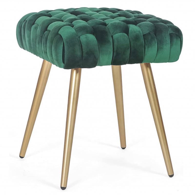 Best Green Velvet Multi Functional Vanity Ottoman Round Modern Upholstered Foot Stool Cheap Pretty Dressing Table Chair