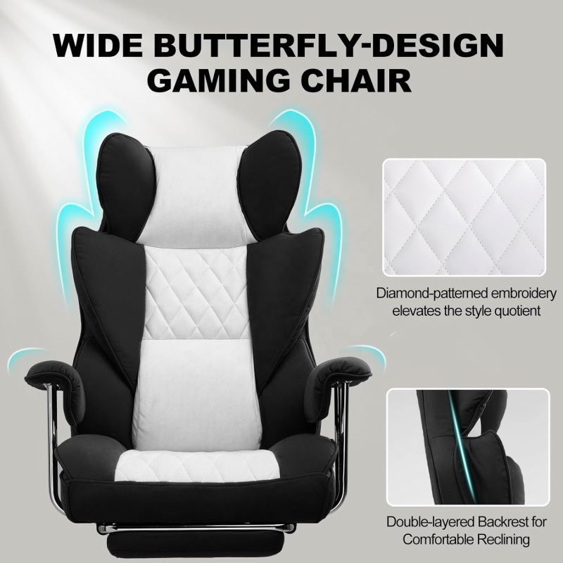 Ergonomic Comfortable Wide Desk Computer Fixed Soft Armrests Gaming Office Chair with Pocket Lumbar Support