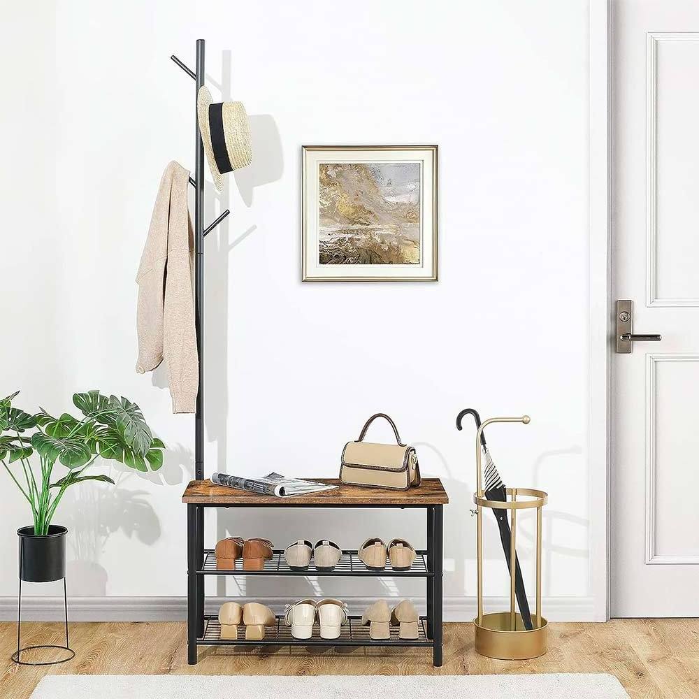 NBHY Customized Entryway Stotage Shoe Bench Clothing Stand Coat Rack with Hooks