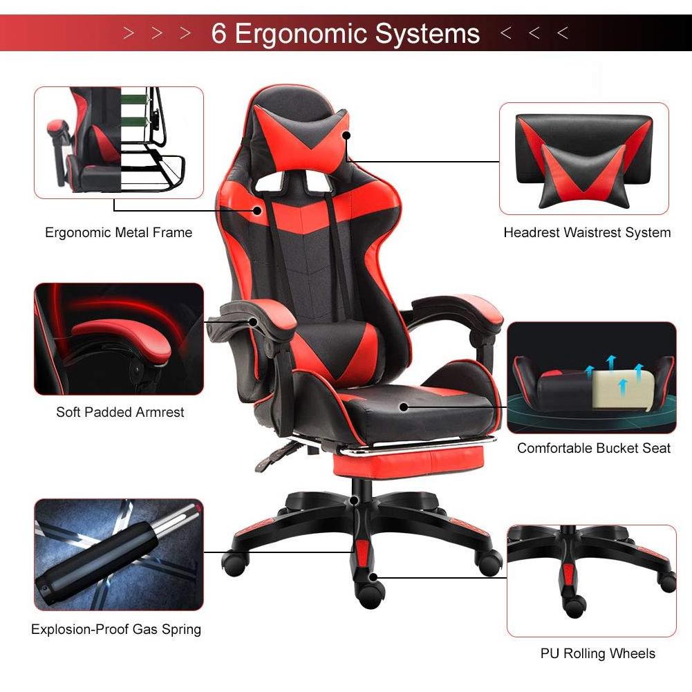 Wholesale Ergonomic pc gaming chair Comfortable Leather Racing Style Gaming Chair With Footrest