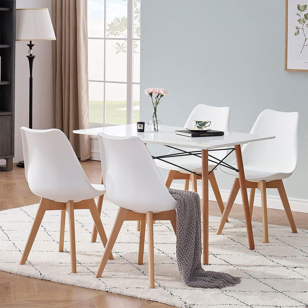 NBHY Wholesale Nordic Plastic Tulip Style Dining Cafe Side Chair with Wooden Legs