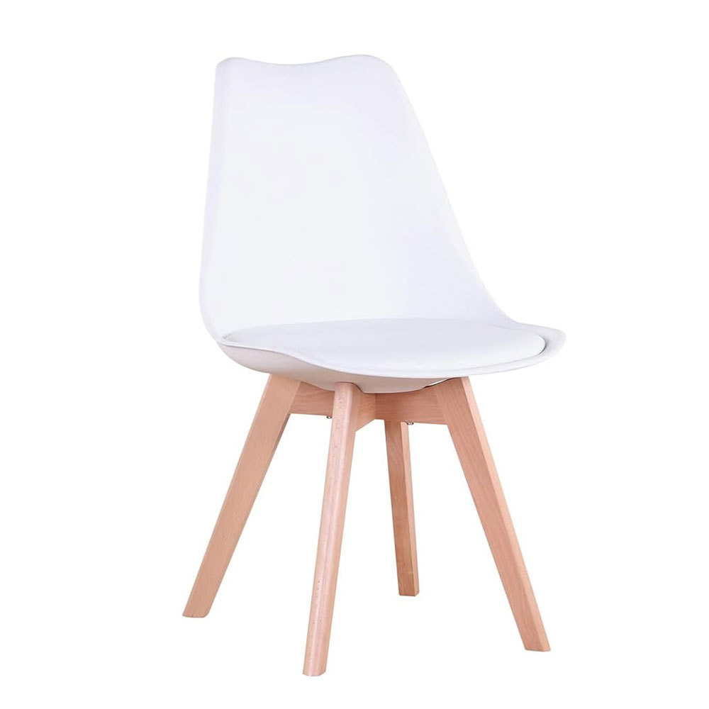 NBHY Wholesale Nordic Plastic Tulip Style Dining Cafe Side Chair with Wooden Legs