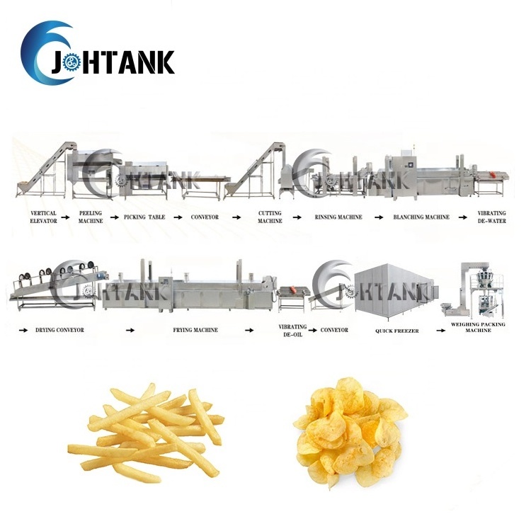 400kg/h 600kg/h Automatic Potato Chips Making Machine Frozen French Fries Production Line