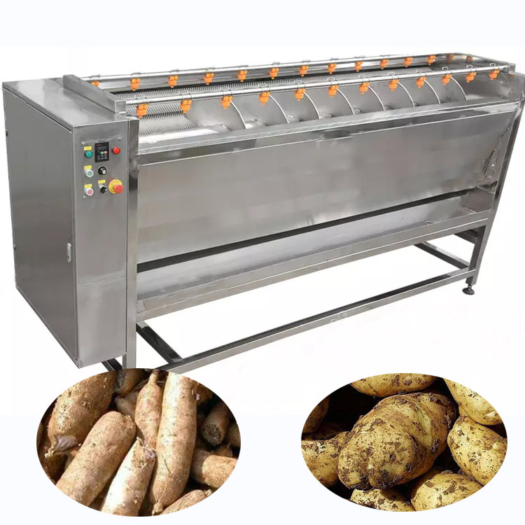 1000kg/h Potato Cassava  Peeling Machine Continuous peeler vegetable  washing machine commercial Orange cleaning machine