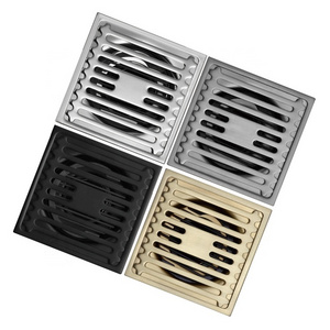 Luxury 10*10 bathroom toilet odorless strainer grate 4 inch SUS304 stainless steel square water shower drain black floor drain