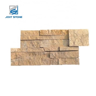 Yellow Beige Travertine Culture Stone Ledgestone For Fireplace