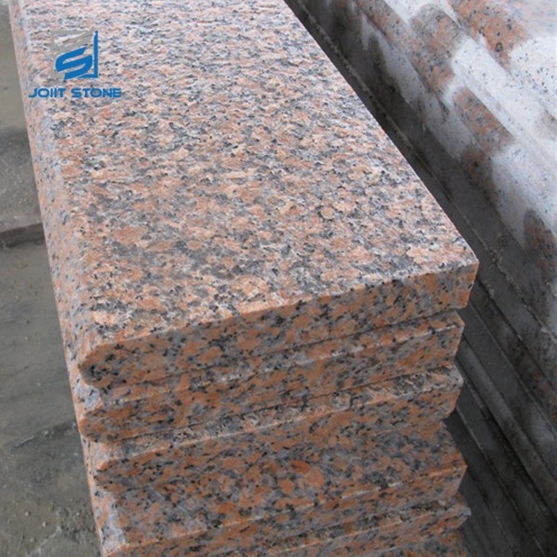 Flamed G562 Maple Red Granite Step With Bullnose Edge