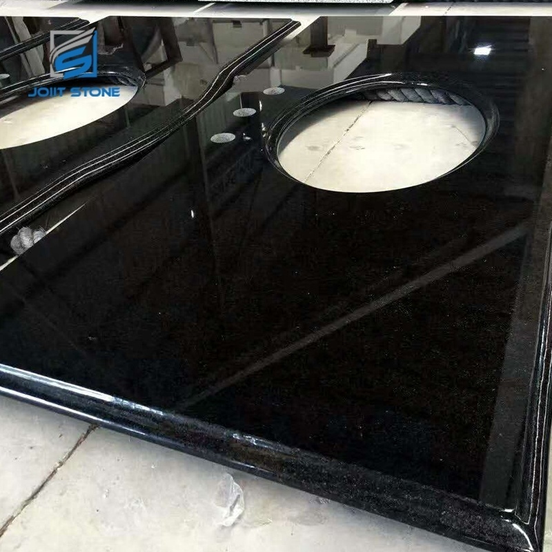 Solid Surface Absolutely Black Granite Vanity Tops With Sinks