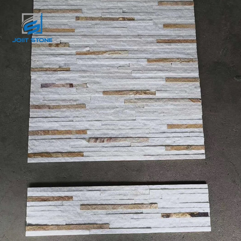 Popular White and Yellow Quartz Culture Stone For Bathroom Wall Decoration