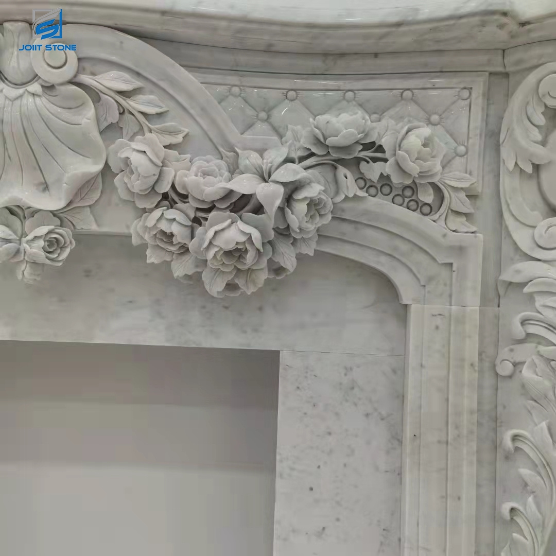 Electric Fireplace Surround Decorative Carrara White Marble Fireplace Mantel