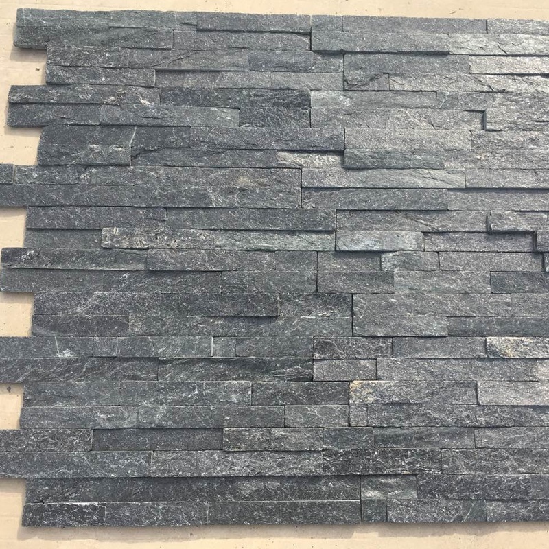 Natural Black Quartzite Thin Wall Stack Culture Stone For Exterior Wallc