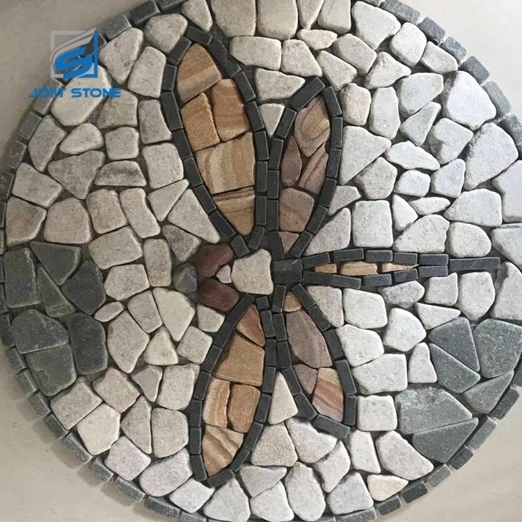 Good Price Paver White Black Stone Slate Panda Mosaic Medallions