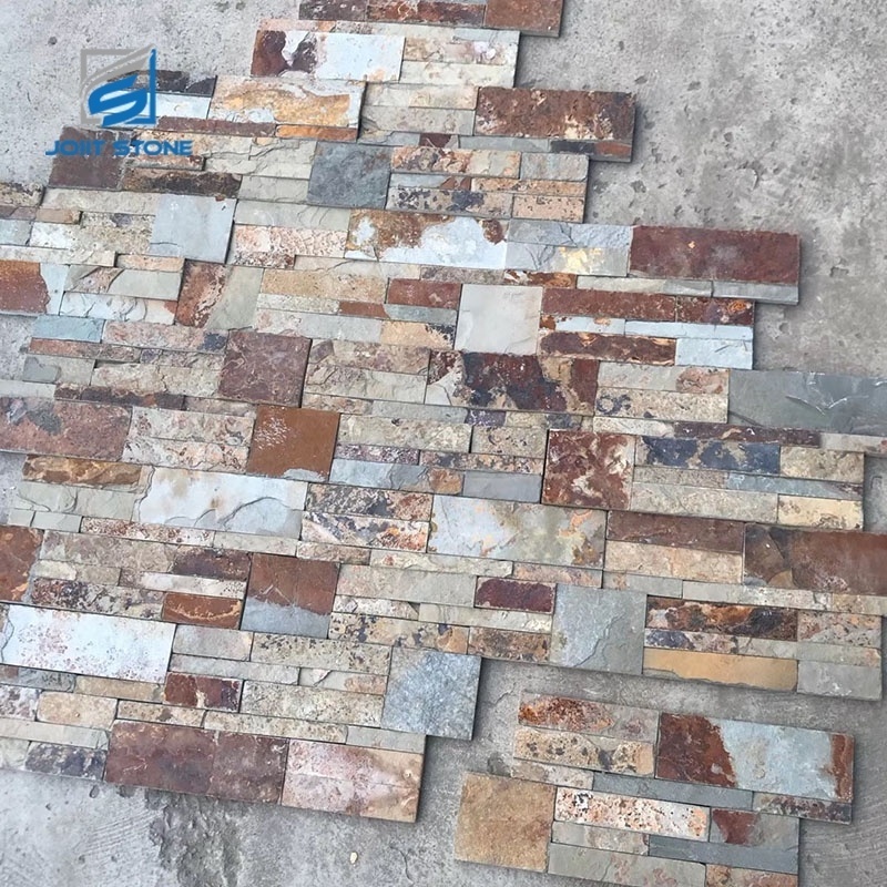 18x35 Natural Rusty Slate Stacked Stone Panel For TV Feature Wall