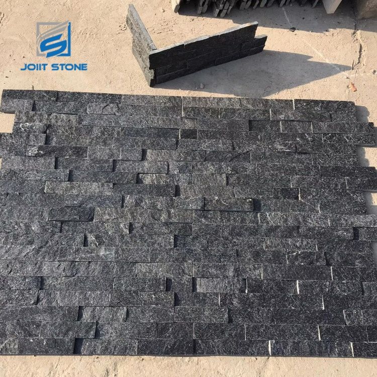 Natural Black Quartzite Thin Wall Stack Culture Stone For Exterior Wallc