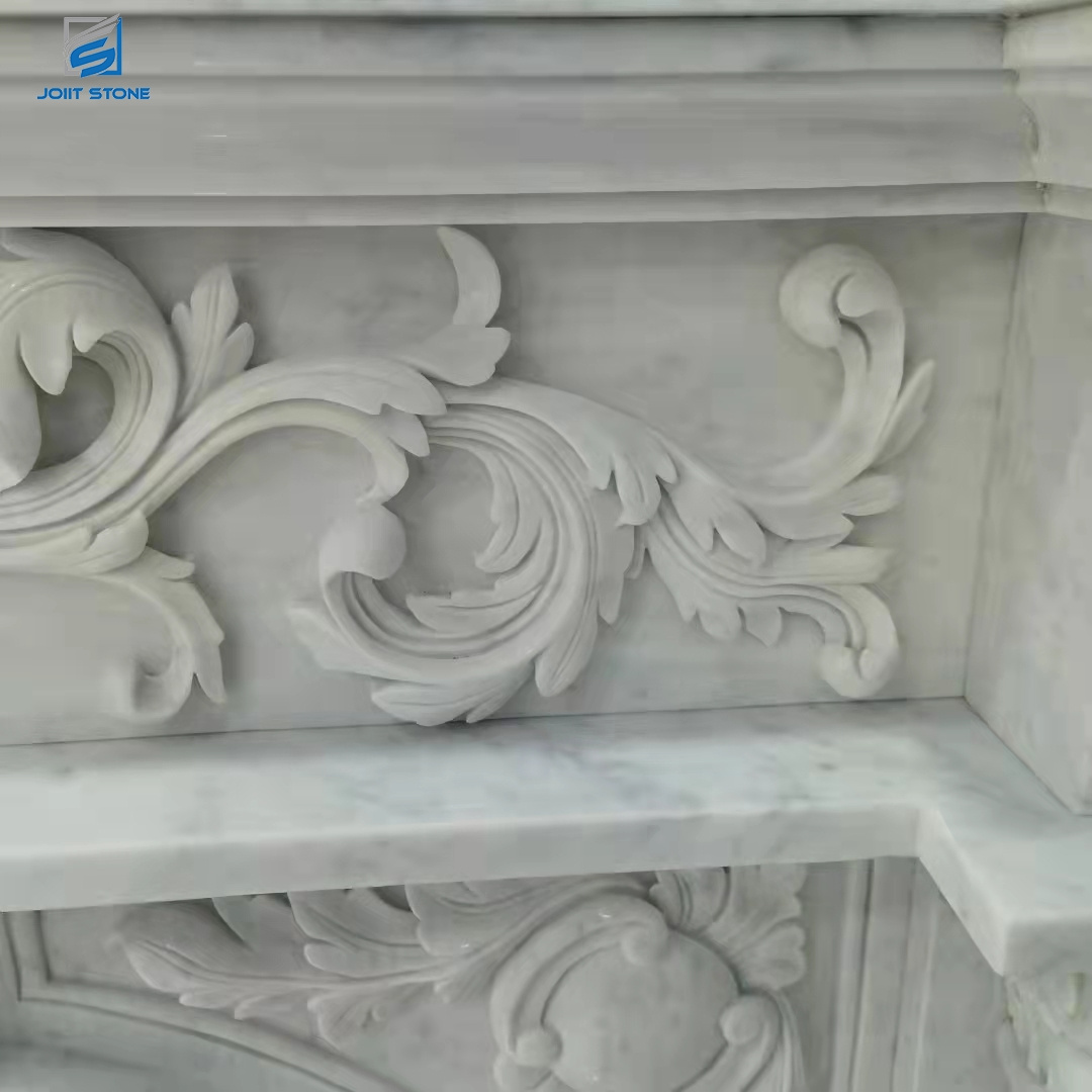 Electric Fireplace Surround Decorative Carrara White Marble Fireplace Mantel