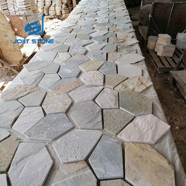 Natural slate yellow wood irregular outdoor pavers