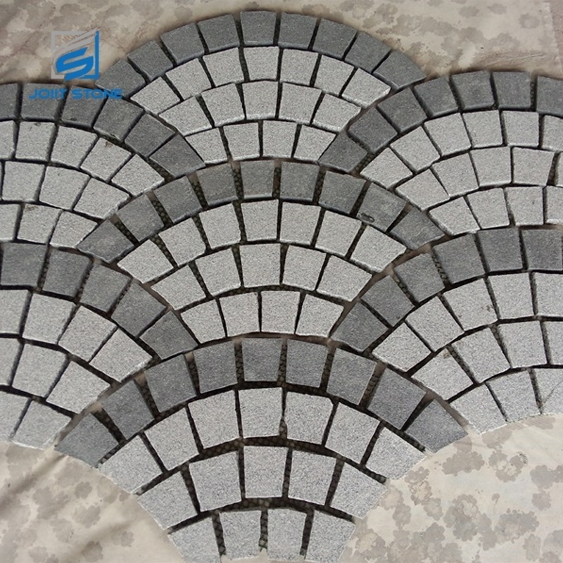 Colorful Granite Cobblestone On Mesh For Outdoor Paving