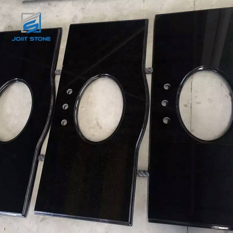 Solid Surface Absolutely Black Granite Vanity Tops With Sinks