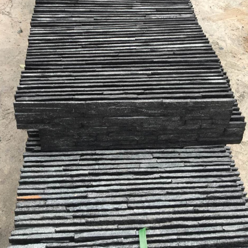 Natural Black Quartzite Thin Wall Stack Culture Stone For Exterior Wallc