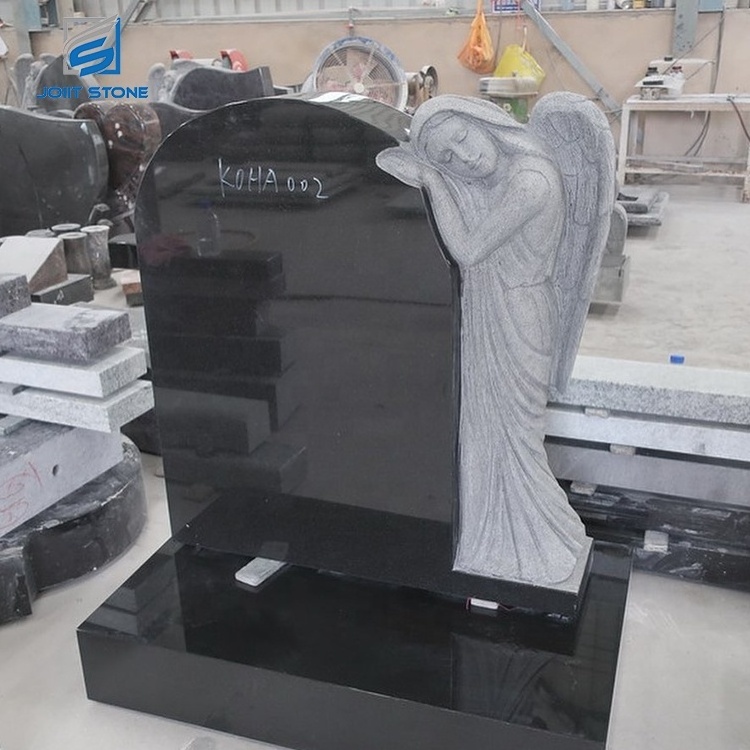 Natural stone black granite headstones customized granite headstone