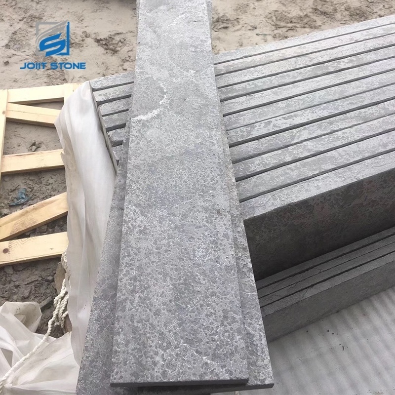 Factory Cheap Price China Flamed Blue Limestone Steps