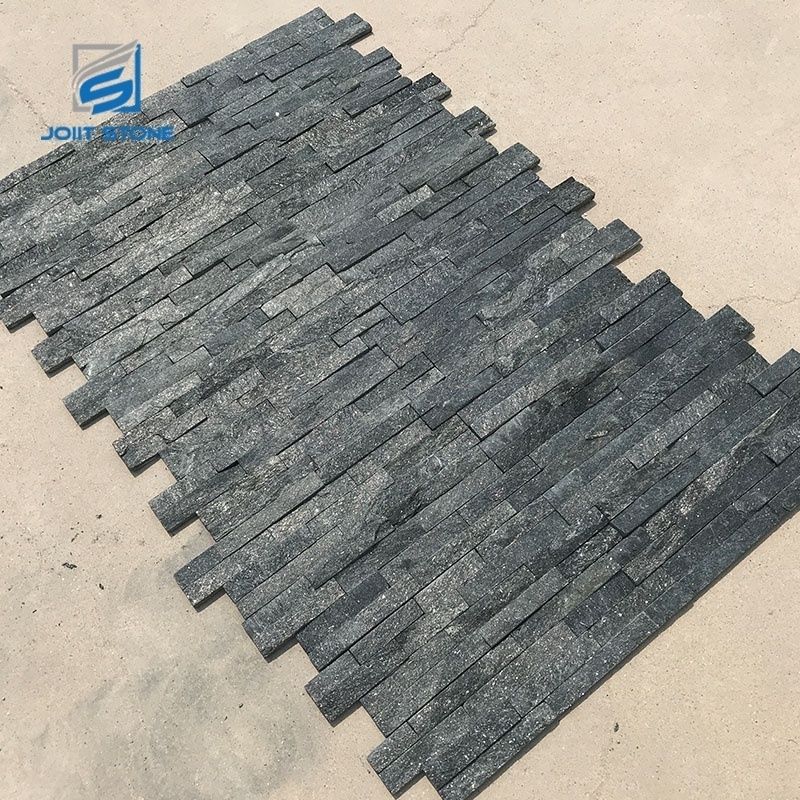 Natural Dark Black Sparkle Quartzite Ledgestone Veneer