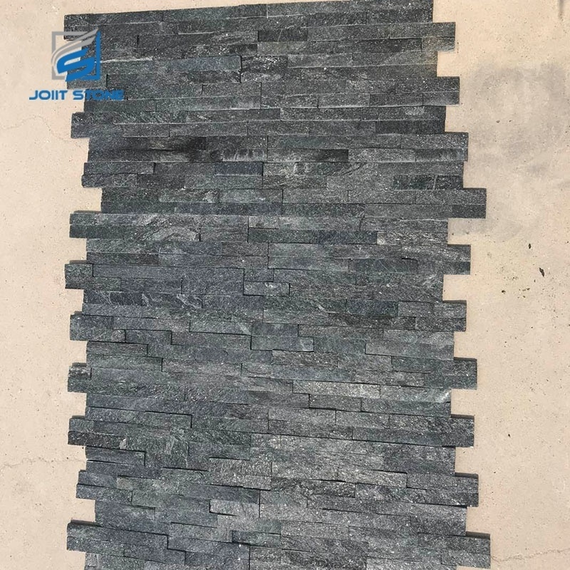 Natural Dark Black Sparkle Quartzite Ledgestone Veneer