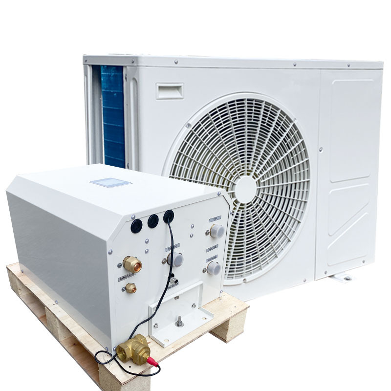 9Kw split DC inverter Heat Pump for Air to Water Heating and cooling used in Hotels offices Showering Sauna Spa