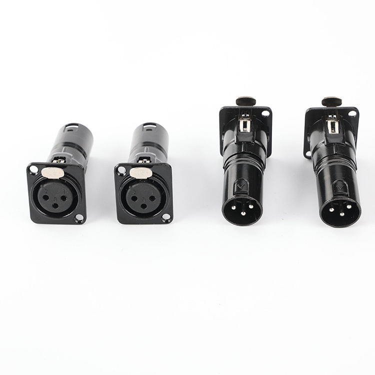 Waterproof High Quality Black Audio 3 Pin XLR Female To Male D Type Wall Plate Panel Mount Jack Plug Connector Adapter Socket