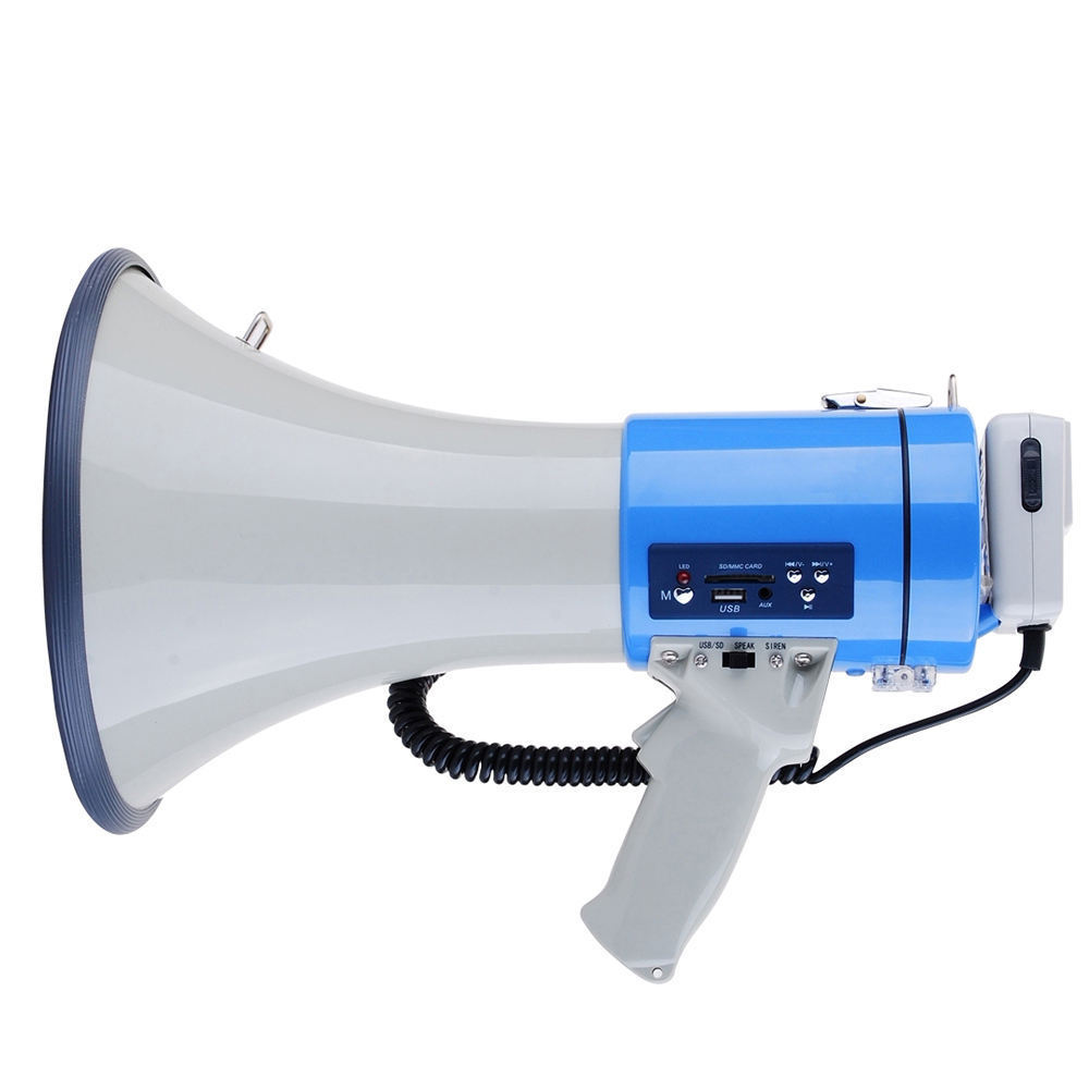 Outdoor Portable Rechargeable Long Distance Handheld ABS Powerful Loudspeaker Recording Horn USB SD Megaphone With Should Belt