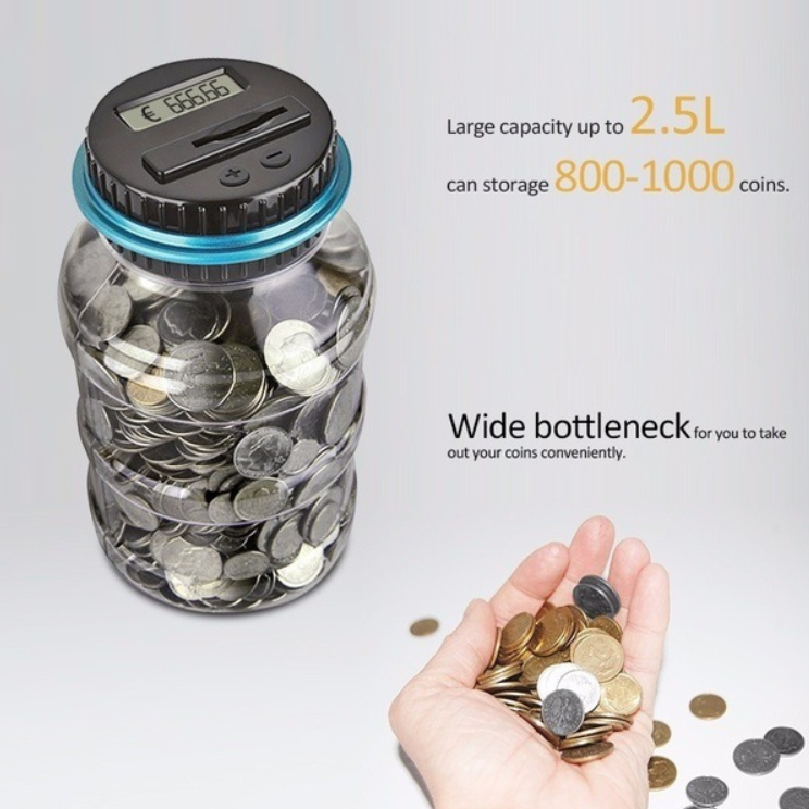 Custom plastic digital coin piggy bank,OEM plastic piggy bank with coin counter,bank digital coin counting money jar