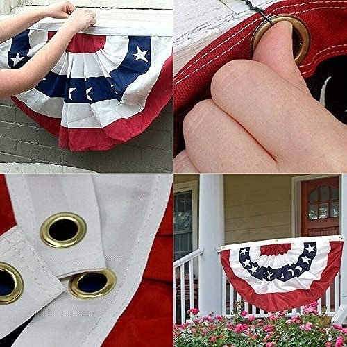 wholesale Patriotic Stars and Stripes 3x6 Feet American Pleated Fan Bunting Decoration Printed Fan Flag