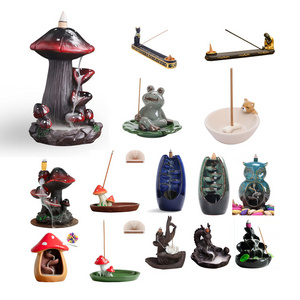 Resin Mushroom  Backflow Incense Holder ;Incense Stick Holder with 100 Incense Cone and 30 Incense Stick; Resin Incense Burner