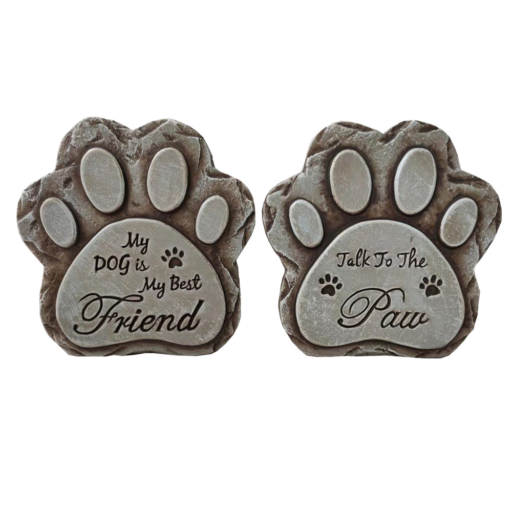 Pet Memorial Stones Paw Prints; Resin Pet Headstone Dog Memorial Stone Puppy Tombstone with Pet Grave Stone