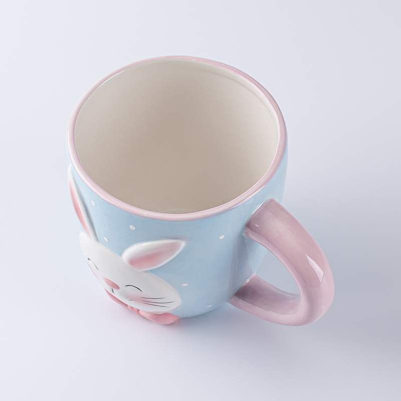 Popular Ceramic Rabbit Mug,rabbit head shape cup,ceramic 3d animal mug