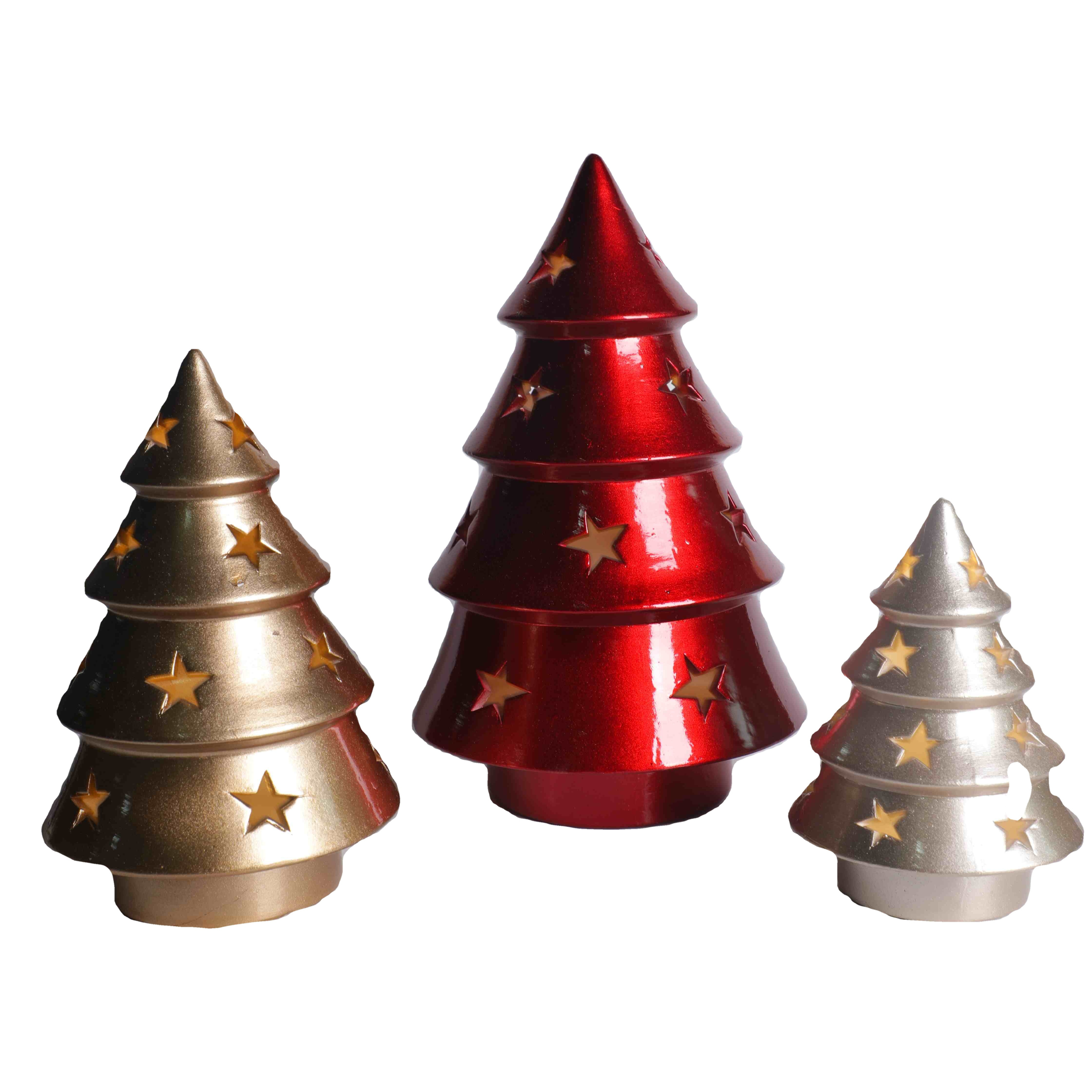 Ceramic Christmas Tree Tea Light Candle Holder with Base Snowflakes Party Lite