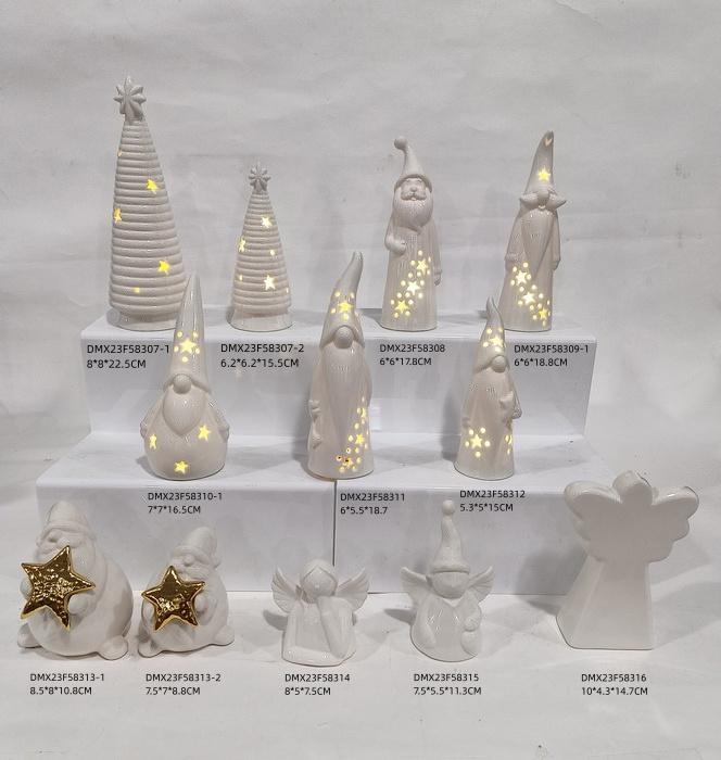 White Ceramic Lighted Christmas Houses Tea Light and Candle Holder; Led White Ceramic House Europe Style For Home Decor