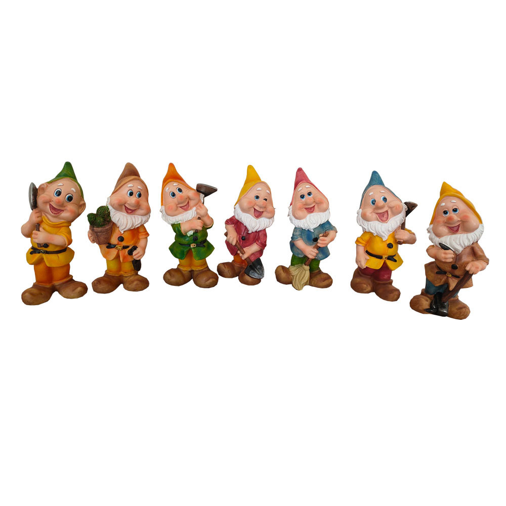 Resin Cute  Seven Dwarfs Garden Statue Garden Decorative Polyresin Dwarf Figurine Handmade Snow white with Seven Garden Gnomes