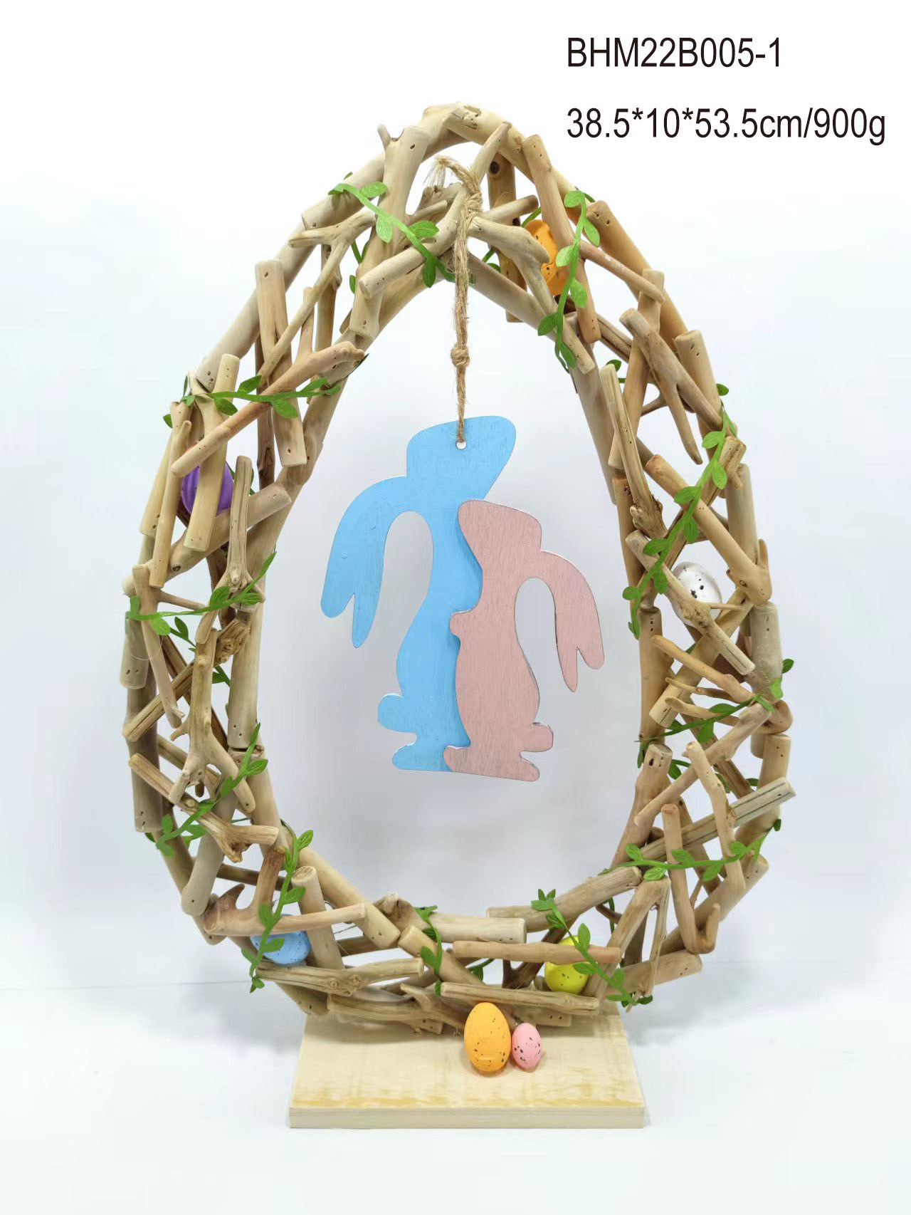 Wood Easter Ring Decoration; Driftwood Easter Ring Decoration with Bunny gifts and crafts