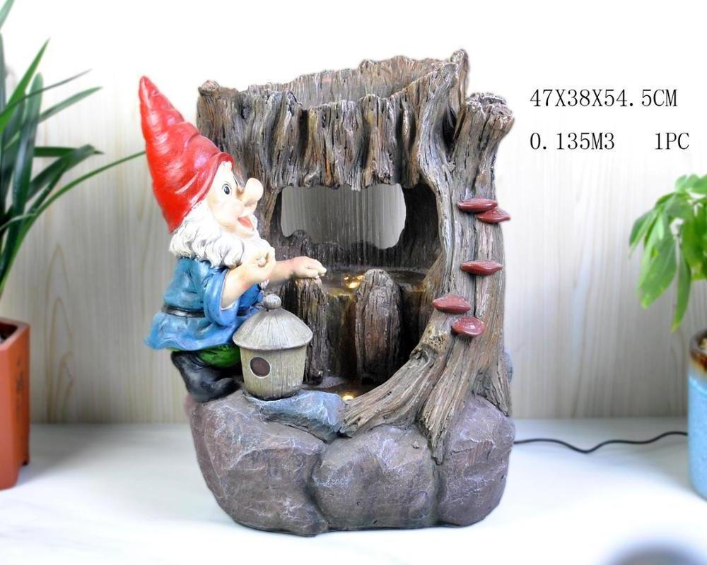 custom Outdoor Funny Gnome Resin Water Fountain Garden 47*38*54cm